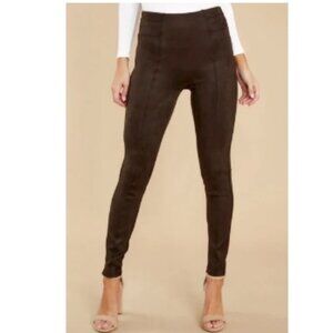 SPANX Faux Suede High Waisted Leggings, Chocolate Brown | Size Medium